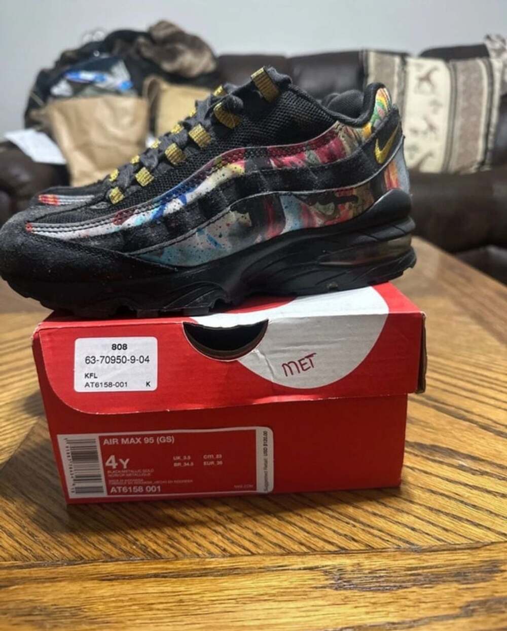 Nike Air Max 95 GS Caribana Galaxy Black Metallic Gold AT6158-001 Size 4Y